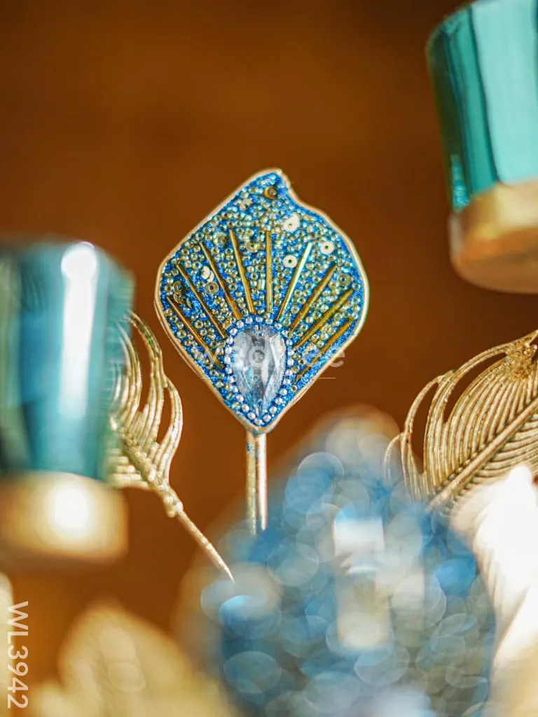 Peacock Feather Stand with 2 Glass T-light Holders - WL3942