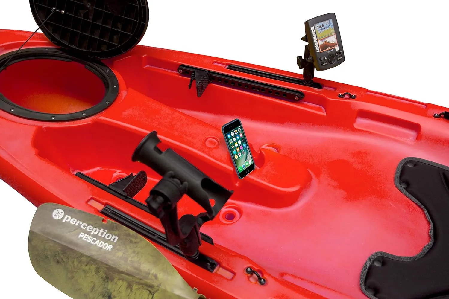 Perception Pescador 12 | Sit on Top Fishing Kayak with Front Storage Well | Large Rear Storage and Dual Rod Holders | 12'