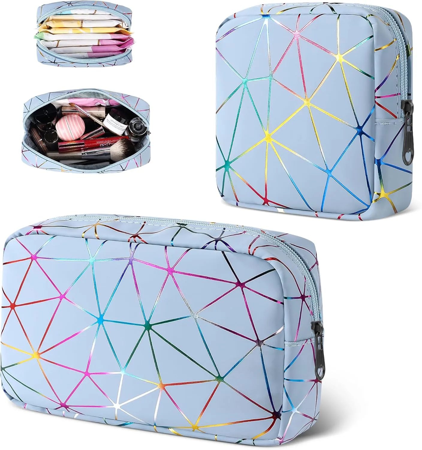 Period Bag for Teen Girls, Leather Sanitary Napkin Storage Bag, Portable Menstrual Pad Bag Period Pads Pouch, Small Make Up Bags