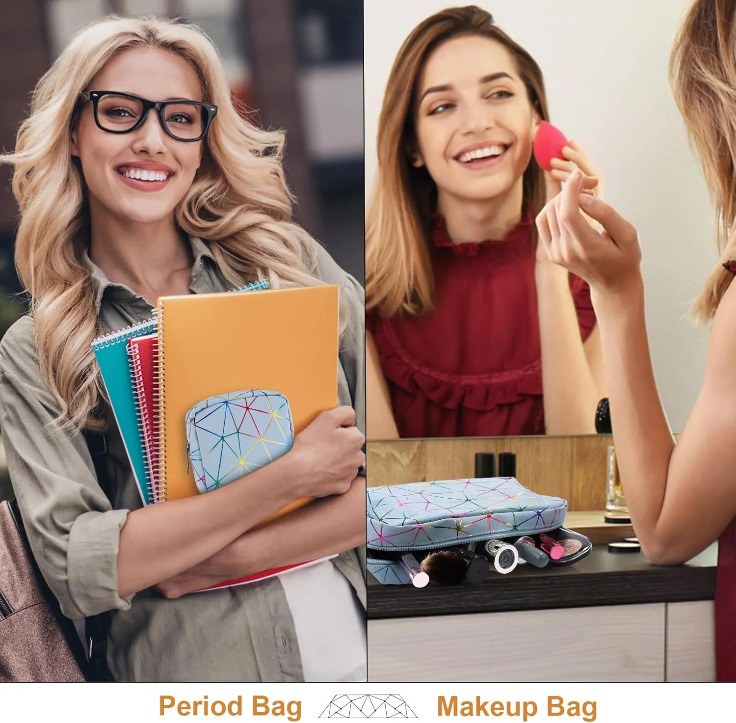 Period Bag for Teen Girls, Leather Sanitary Napkin Storage Bag, Portable Menstrual Pad Bag Period Pads Pouch, Small Make Up Bags