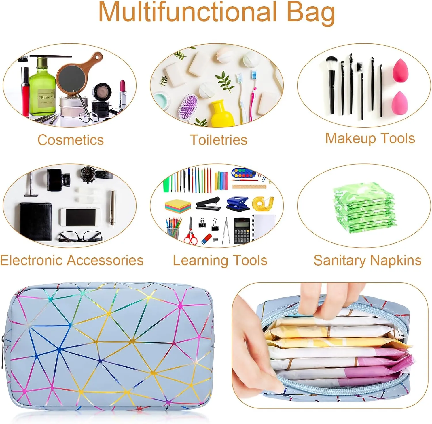 Period Bag for Teen Girls, Leather Sanitary Napkin Storage Bag, Portable Menstrual Pad Bag Period Pads Pouch, Small Make Up Bags