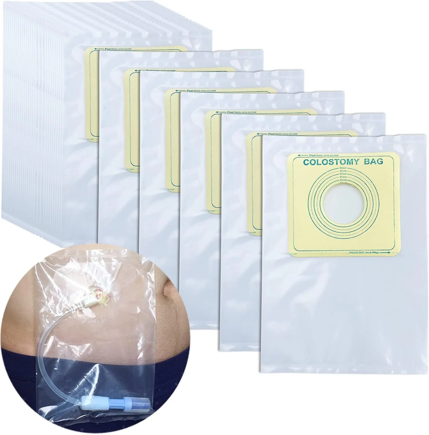 Peritoneal Dialysis Shower Pouch Waterproof Shield PD Catheter Port Protector Cover for Peg Feeding Tube GTube Holder Stomach Transfer Set Bathing Accessories Bandages Bag (Pack of 50)