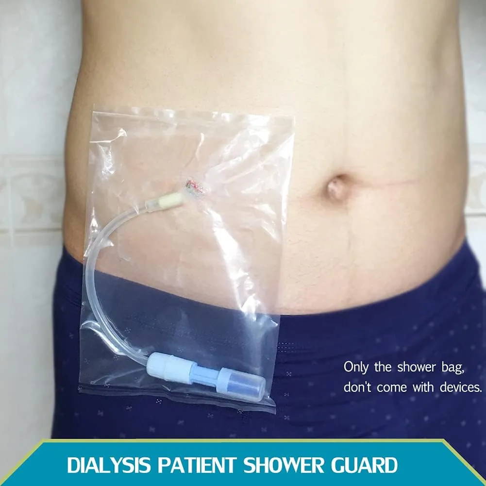 Peritoneal Dialysis Shower Pouch Waterproof Shield PD Catheter Port Protector Cover for Peg Feeding Tube GTube Holder Stomach Transfer Set Bathing Accessories Bandages Bag (Pack of 50)