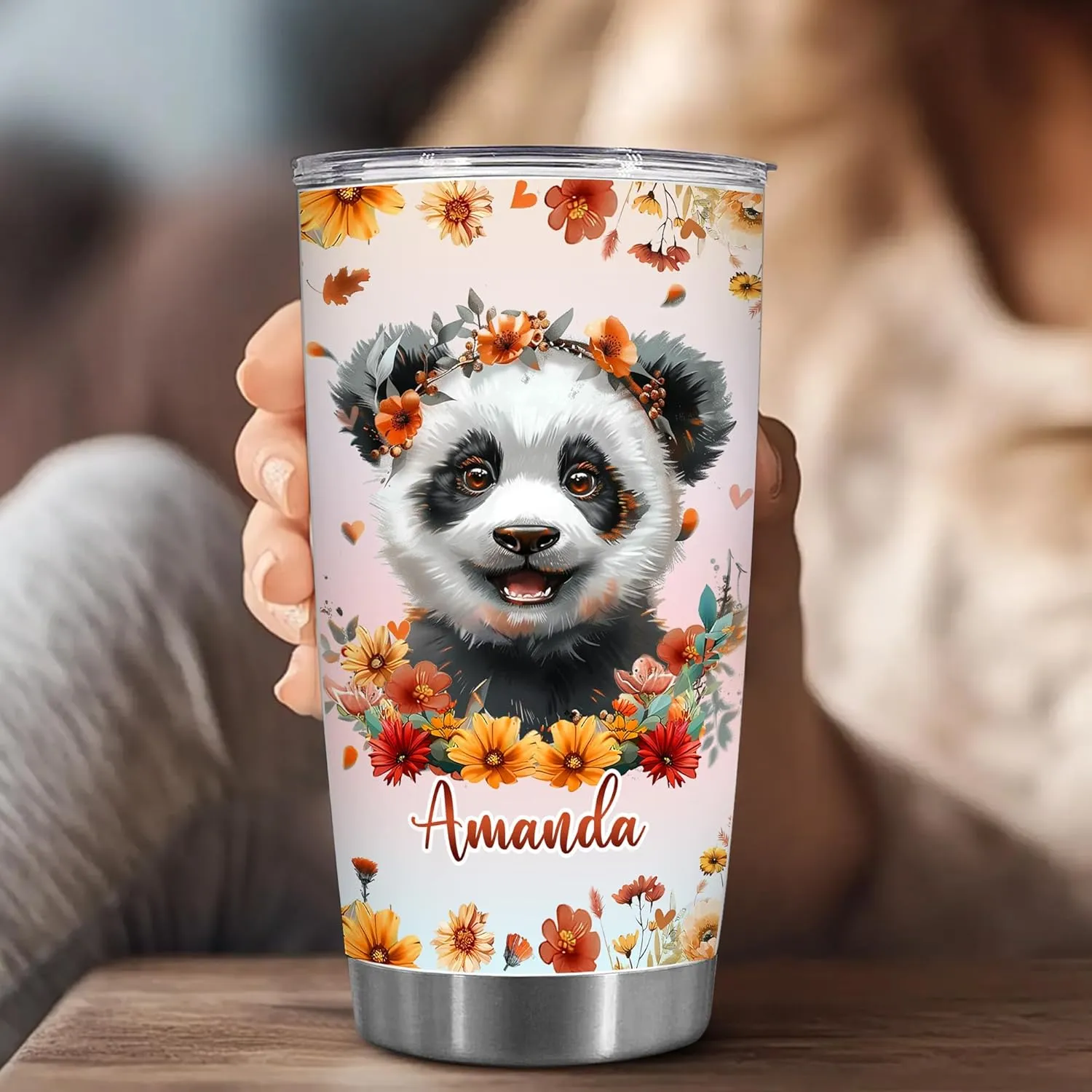Personalized Cute Panda Cup - Mother's Day Birthday Gift For Animal Lovers - Just A Girl Who Loves Panda Tumbler With Custom Name - Pet Lover Gifts For Women, Her