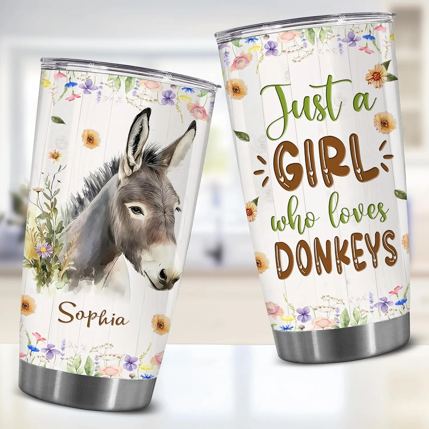 Personalized Gift For Donkey Lover - Mother's Day Birthday Gift For Animal Lovers - Just A Girl Who Loves Donkey Tumbler - Pet Lover Gifts For Women, Her