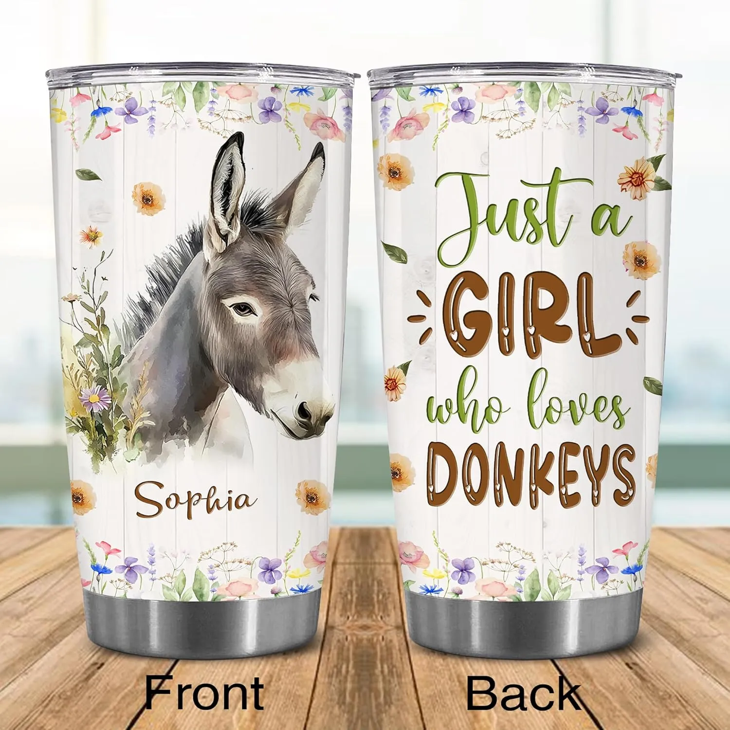 Personalized Gift For Donkey Lover - Mother's Day Birthday Gift For Animal Lovers - Just A Girl Who Loves Donkey Tumbler - Pet Lover Gifts For Women, Her