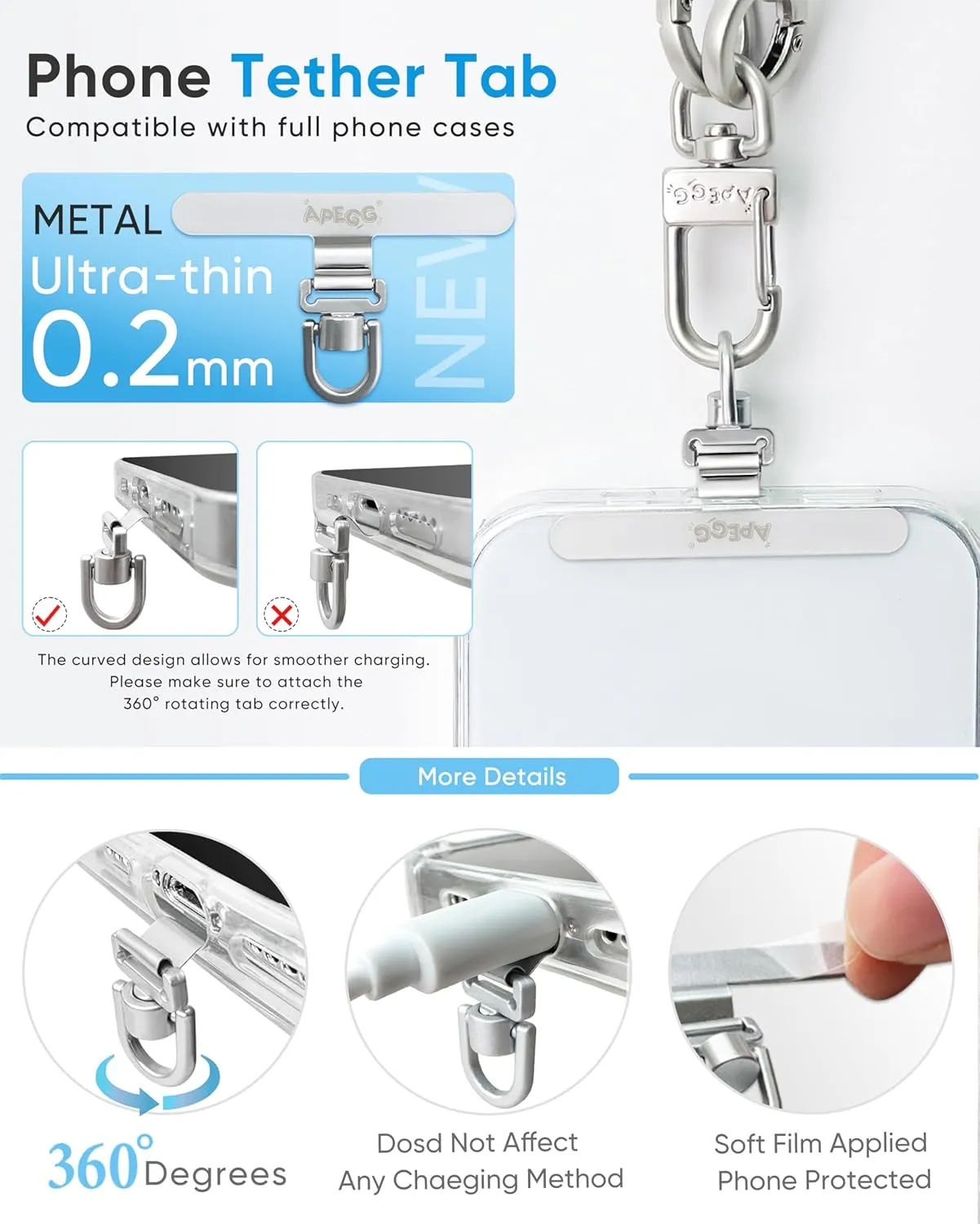 Phone Lanyard Universal Phone Strap crossbody Adjustable Anti-Drop Neck Strap with 2 Phone Tether Patches & Wrist Strap
