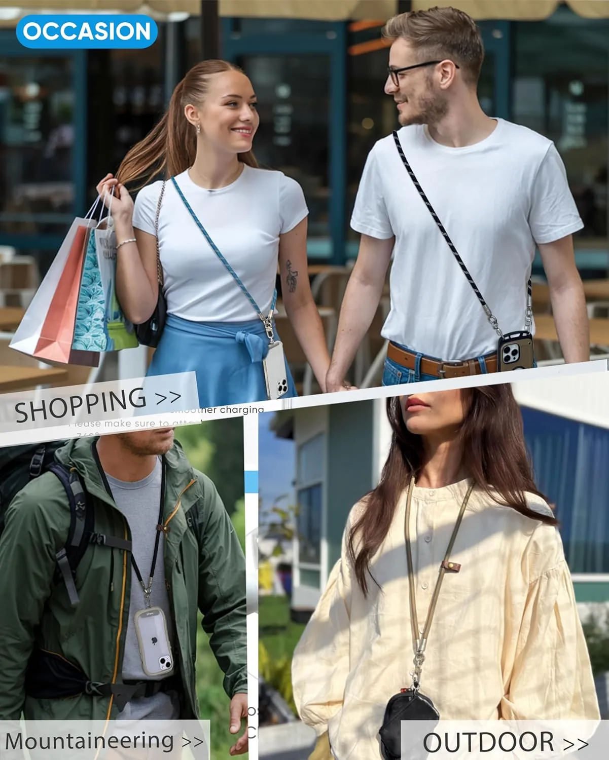 Phone Lanyard Universal Phone Strap crossbody Adjustable Anti-Drop Neck Strap with 2 Phone Tether Patches & Wrist Strap