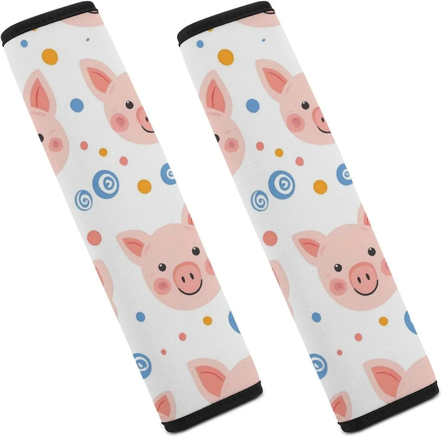Piglet Polka Dot Swirl Fashion Car Seat Belt Cover Pad for Shoulder Bag Camera Soft Comfort Accessories 2PCS