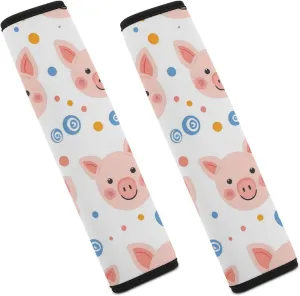 Piglet Polka Dot Swirl Fashion Car Seat Belt Cover Pad for Shoulder Bag Camera Soft Comfort Accessories 2PCS
