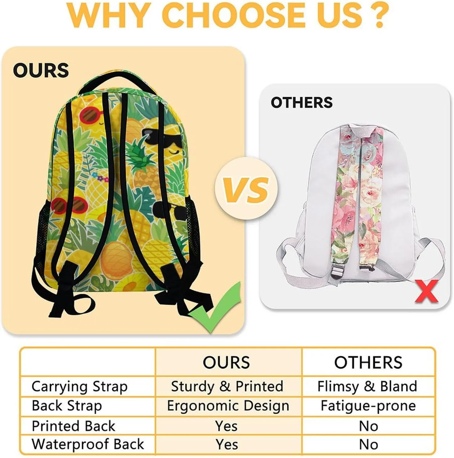 Pineapple Backpack with Lunch Box and Pencil Case Set, 3 in 1 Matching Kids Yellow Backpacks Combo, Cute Bookbag and Pencil Case Bundle