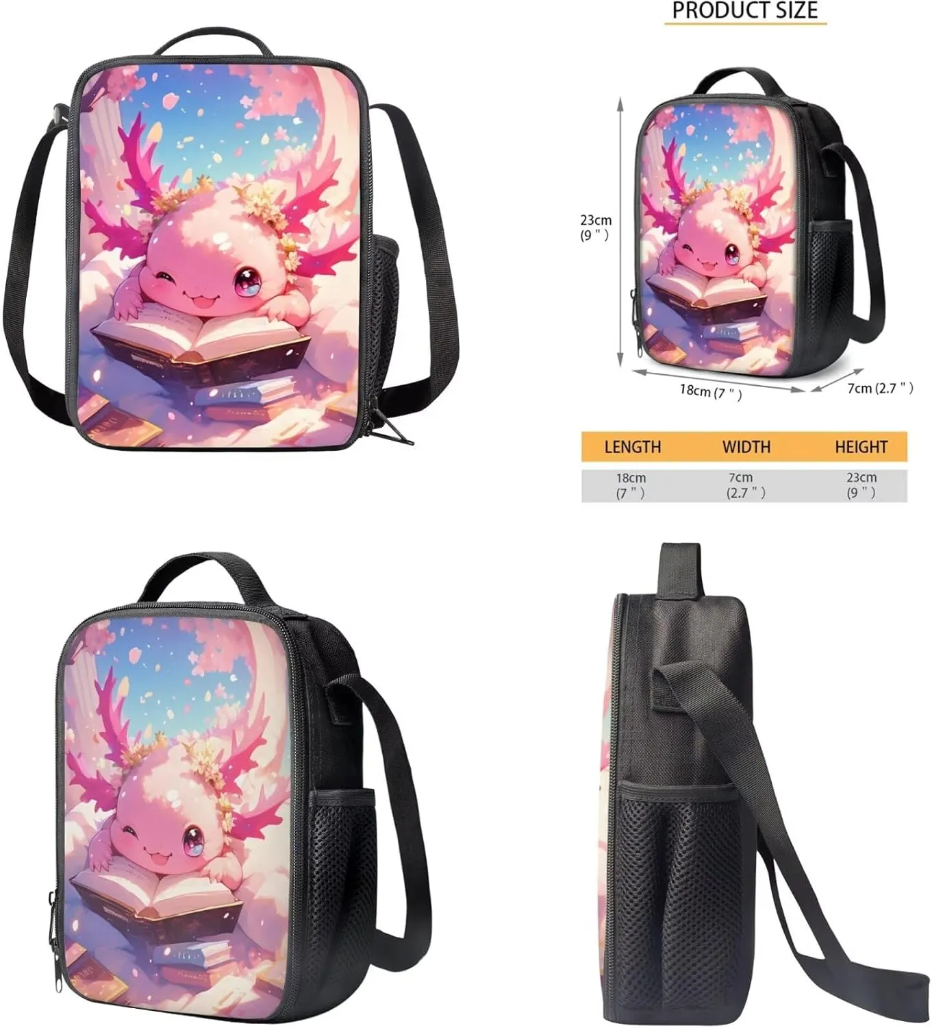 Pink Axolotl Cute Backpack for School Teen Girls 1st 2nd 3rd 4th 5th 6th Grade Boys Girls Teens Bookbag Aesthetic Womens Travel Book Bags for School Kids Student Back Packs