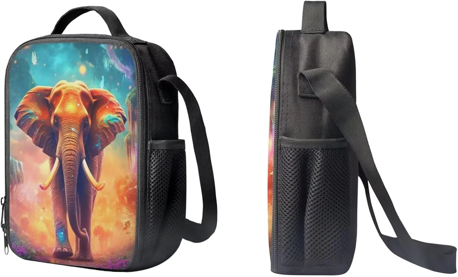 PinUp Angel Cool Elephant School Bag For Kids Backpack With Lunch Bag and Pencil Bag, Cool Magical Animal Bag For Children Boys and Girls Bookbag