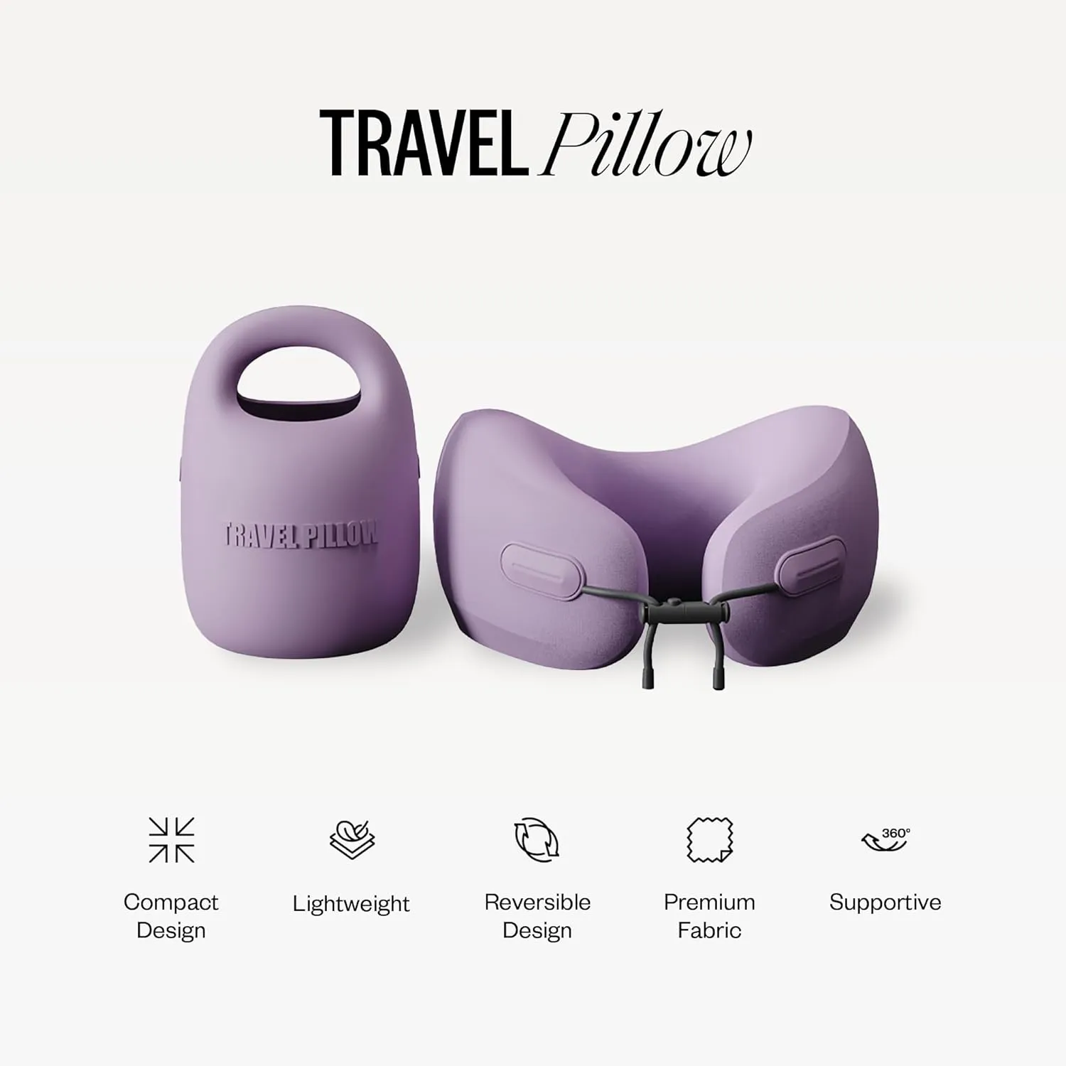 PIXIE MOOD Every Think Travel and Airplane Neck Pillow, Memory Foam, Support, Neck, Head Chin - Soft, Lightweight, Washable, Easy-to-Carry