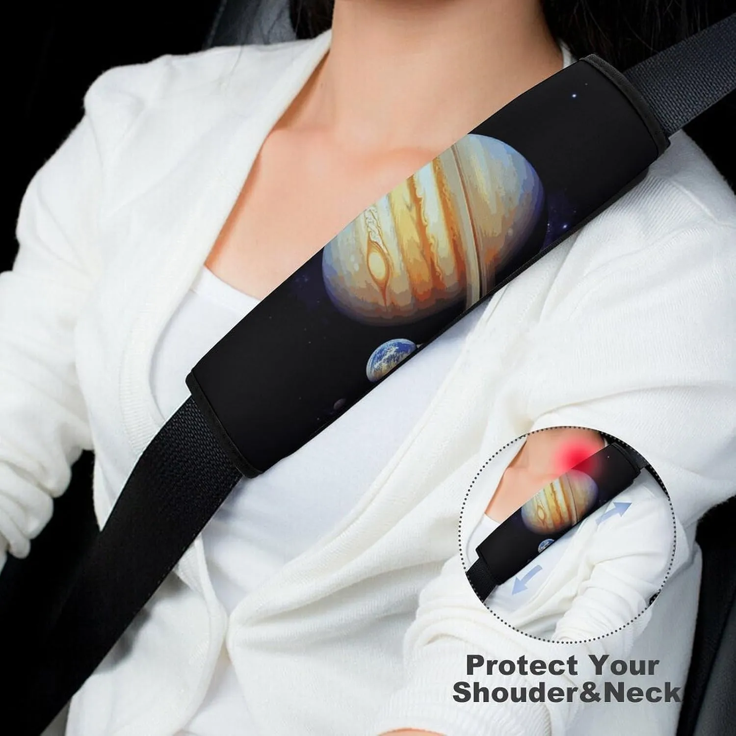 Planet Jupiter Auto Seat Belt Cover 2PCS Universal Car Seat Belt Shoulder Protector Pad, Protect Your Shoulders and Neck for Car Seat Belt, Shoulder Bag, Backpack