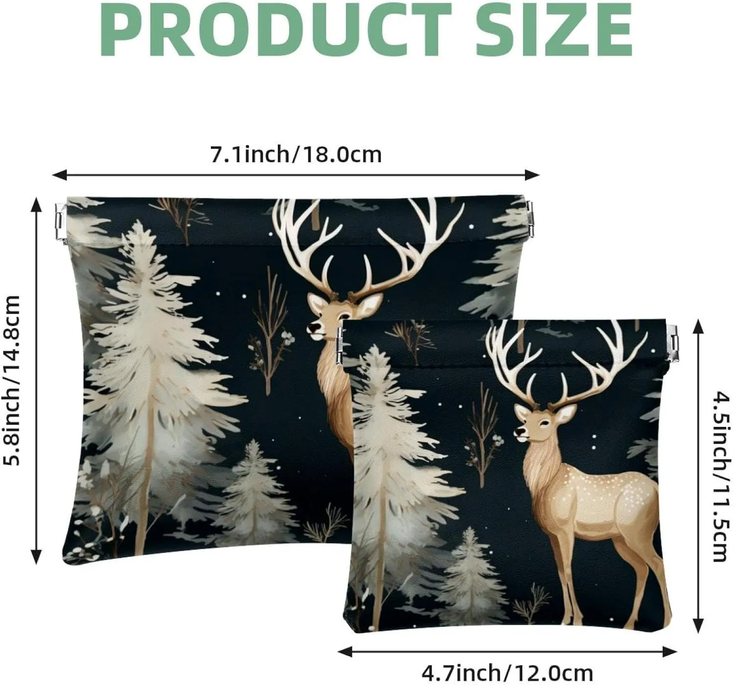 Pocket Cosmetic Bag Squeeze Top, Cute Christmas Elk-1849 Waterproof Travel Makeup Bag for Purse, Portable Mini Makeup Pouch No Zipper for Women
