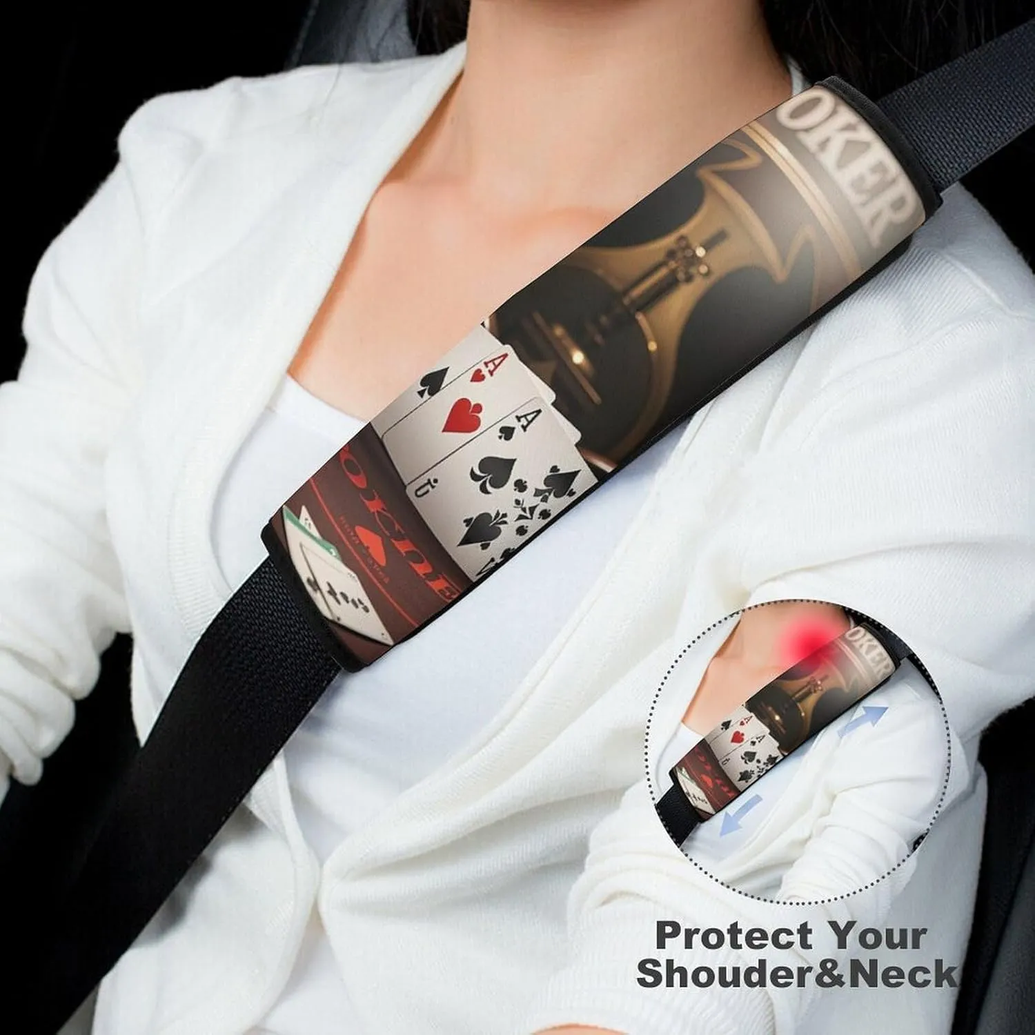 Poker Tournament Auto Seat Belt Cover 2PCS Universal Car Seat Belt Shoulder Protector Pad, Protect Your Shoulders and Neck for Car Seat Belt, Shoulder Bag, Backpack