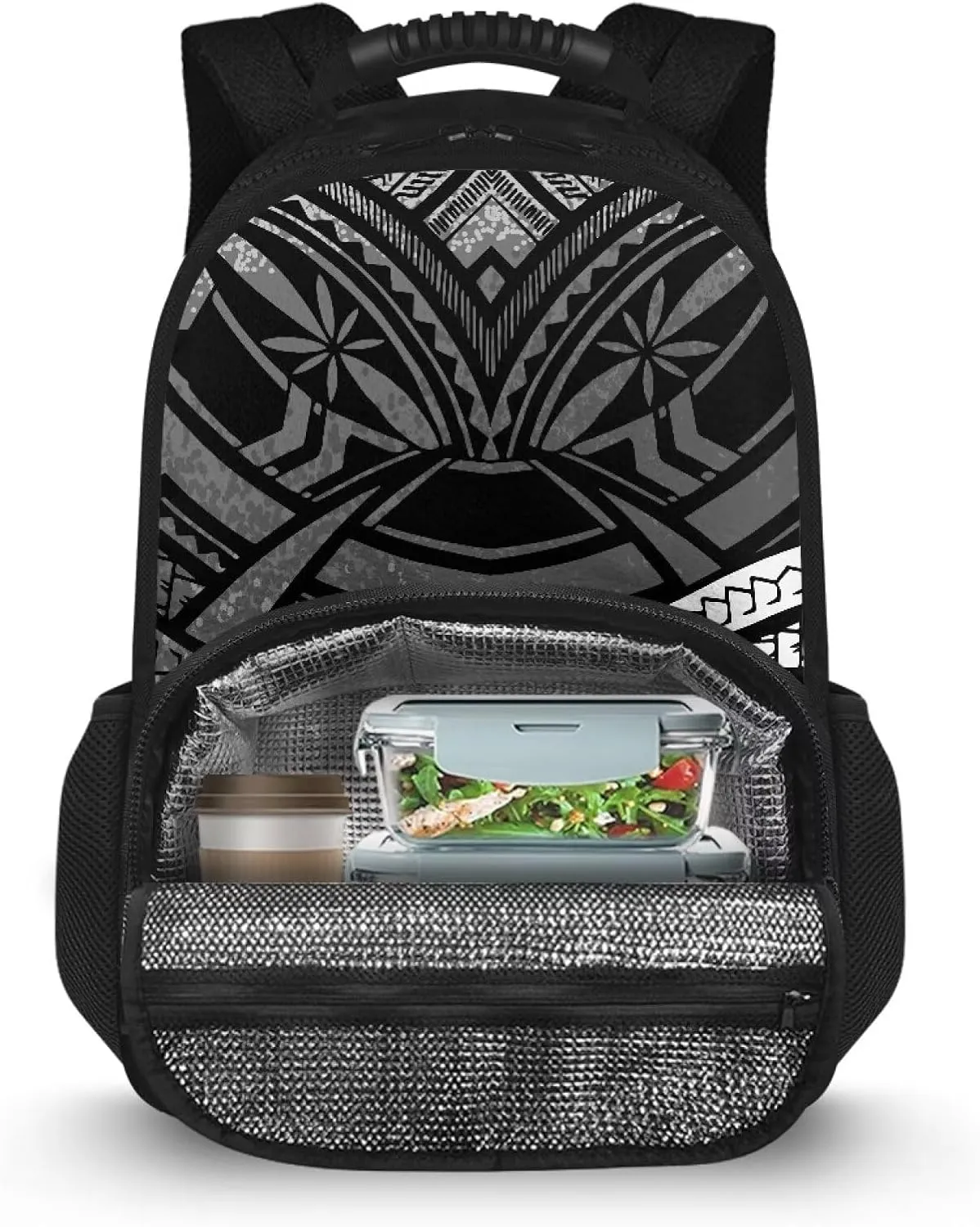 Polynesian Tribal Lunch Backpack for Women Men Insulated Cooler Backpack Lunch Box Bag Portable 17 Inch Laptop Backpack With Lunch Compartment Meal Prep Bags Picnic Travel School College
