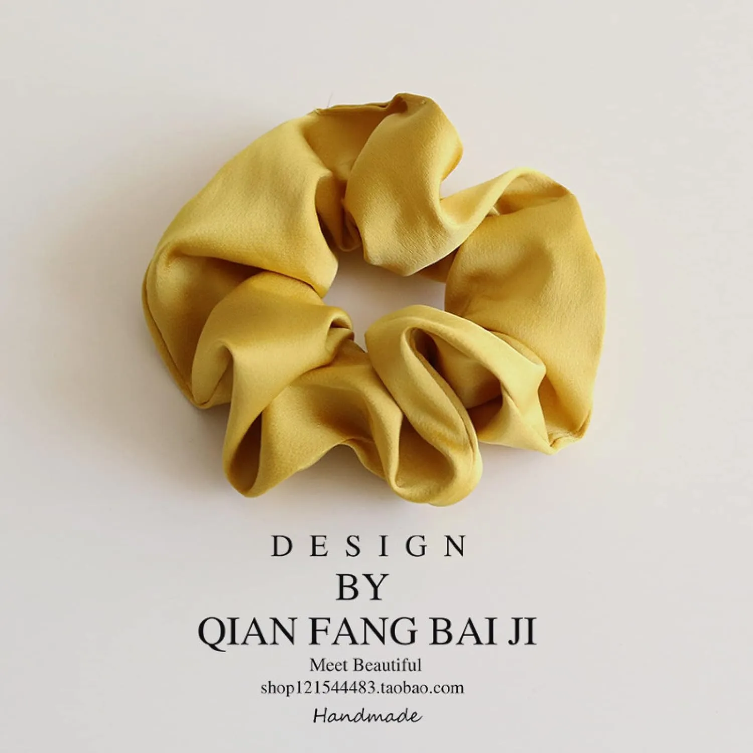 Ponytail Holders Pure Color Satin Fabric Large Intestine Hair Ring Hair Rope Hair Accessories Rubber Band For Women, Gold 2Pcs