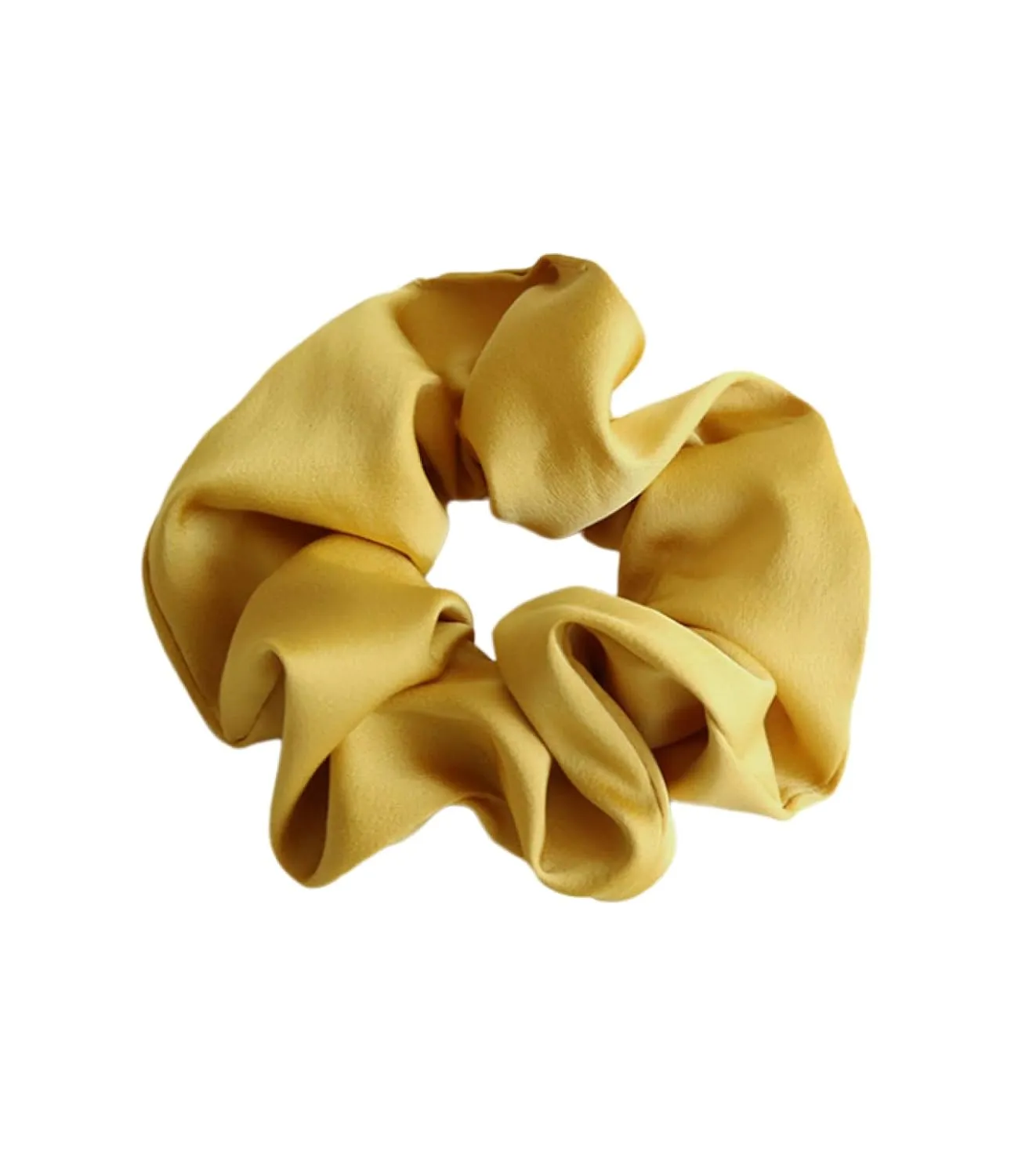 Ponytail Holders Pure Color Satin Fabric Large Intestine Hair Ring Hair Rope Hair Accessories Rubber Band For Women, Gold 2Pcs
