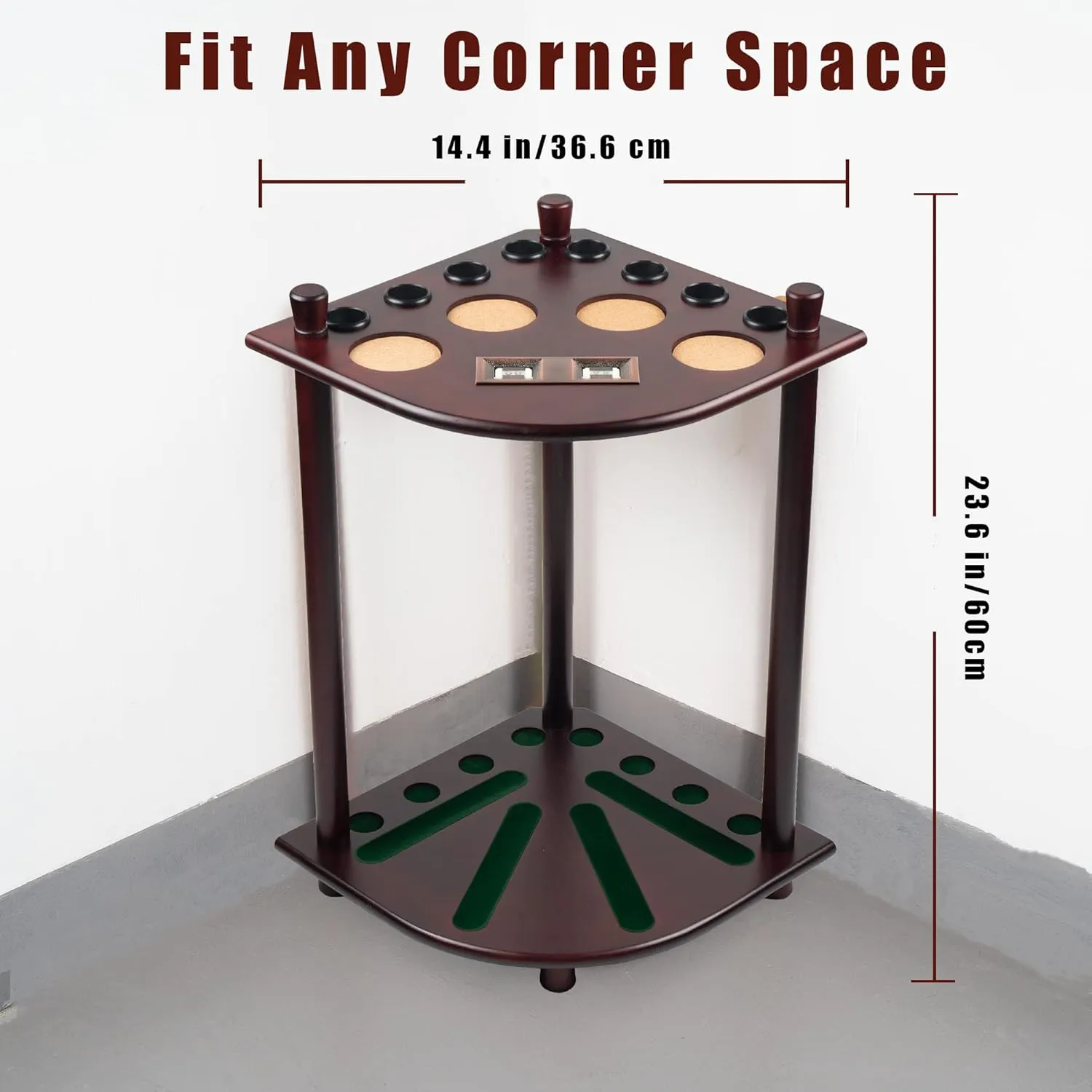Pool Stick Holder Floor Stand, Solid Wood Billiard Pool Cue Rack, Pool Table Accessories (Mahogany)