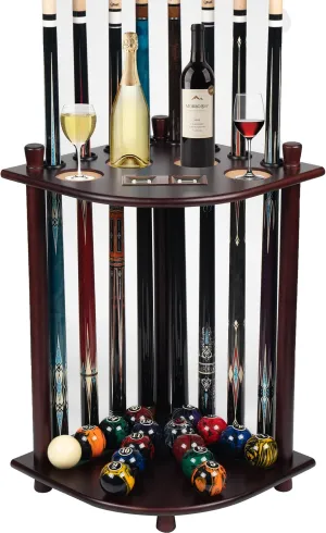 Pool Stick Holder Floor Stand, Solid Wood Billiard Pool Cue Rack, Pool Table Accessories (Mahogany)