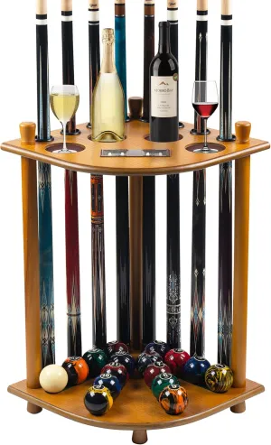 Pool Stick Holder Floor Stand, Solid Wood Billiard Pool Cue Rack, Pool Table Accessories (OAK)