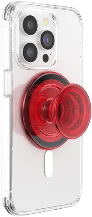 PopSockets Phone Grip Compatible with MagSafe, Adapter Ring for MagSafe Included, Phone Holder, Wireless Charging Compatible - Danger Red Translucent
