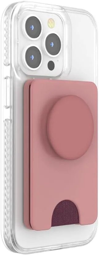 PopSockets Phone Wallet with Expanding Grip and Adapter Ring for MagSafe®, Phone Card Holder, Wireless Charging Compatible, Wallet Compatible with MagSafe® - Clay