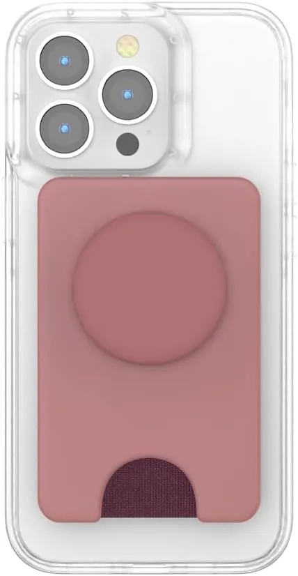 PopSockets Phone Wallet with Expanding Grip and Adapter Ring for MagSafe®, Phone Card Holder, Wireless Charging Compatible, Wallet Compatible with MagSafe® - Clay