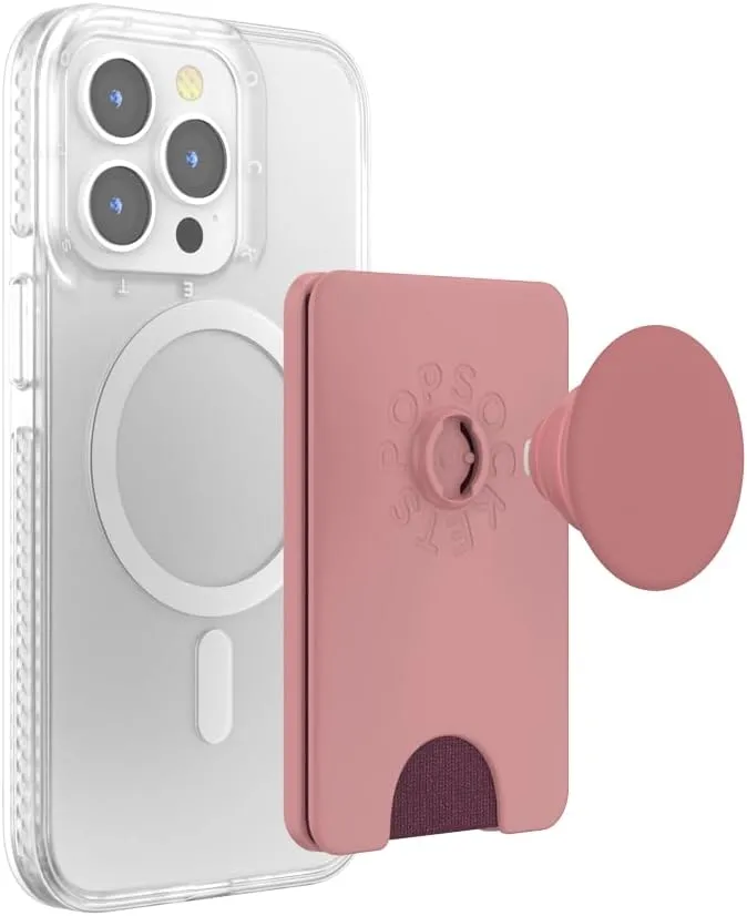 PopSockets Phone Wallet with Expanding Grip and Adapter Ring for MagSafe®, Phone Card Holder, Wireless Charging Compatible, Wallet Compatible with MagSafe® - Clay