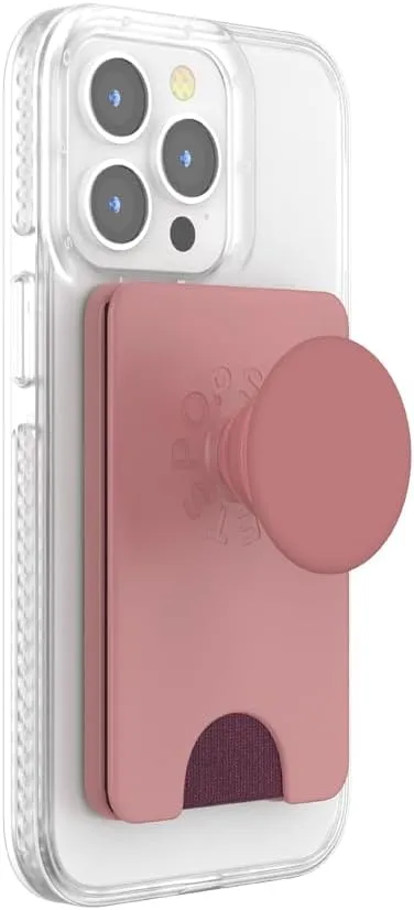 PopSockets Phone Wallet with Expanding Grip and Adapter Ring for MagSafe®, Phone Card Holder, Wireless Charging Compatible, Wallet Compatible with MagSafe® - Clay
