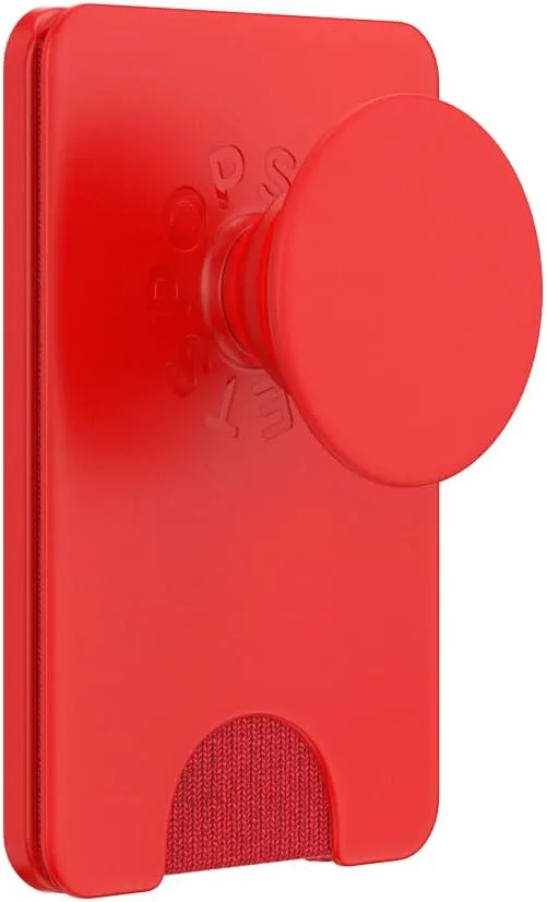 PopSockets Phone Wallet with Expanding Grip and Adapter Ring for MagSafe, Phone Card Holder, Wireless Charging Compatible, Wallet Compatible with MagSafe - Rosso