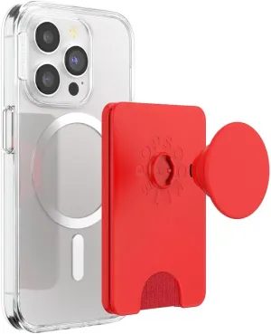 PopSockets Phone Wallet with Expanding Grip and Adapter Ring for MagSafe, Phone Card Holder, Wireless Charging Compatible, Wallet Compatible with MagSafe - Rosso