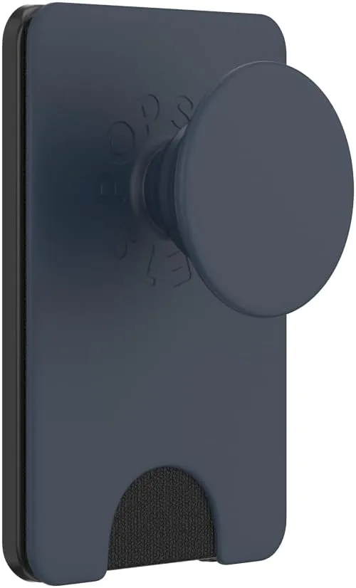 PopSockets Phone Wallet with Expanding Grip, Phone Card Holder, Wireless Charging Compatible, Wallet Compatible with MagSafe - Navy Blue