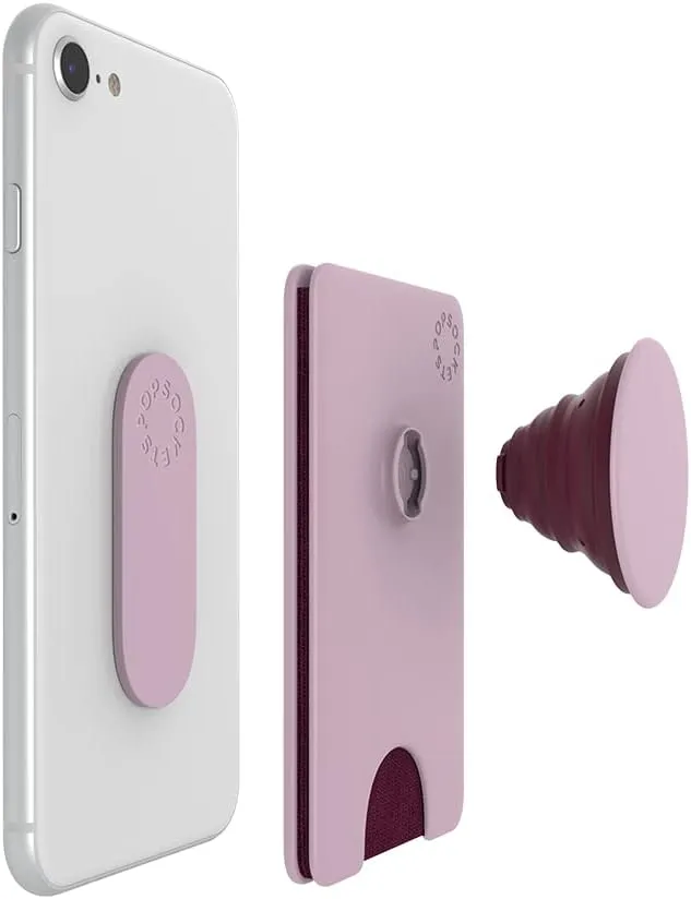 PopSockets Phone Wallet with Expanding Phone Grip, Phone Card Holder, Solid PopWallet - Blush Pink