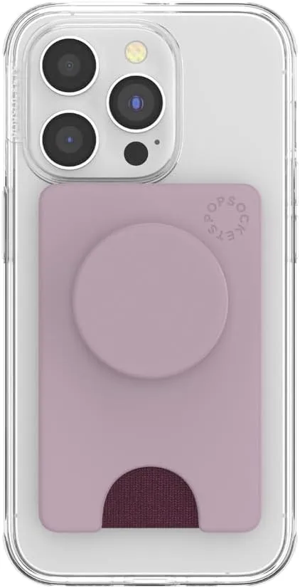 PopSockets Phone Wallet with Expanding Phone Grip, Phone Card Holder, Solid PopWallet - Blush Pink
