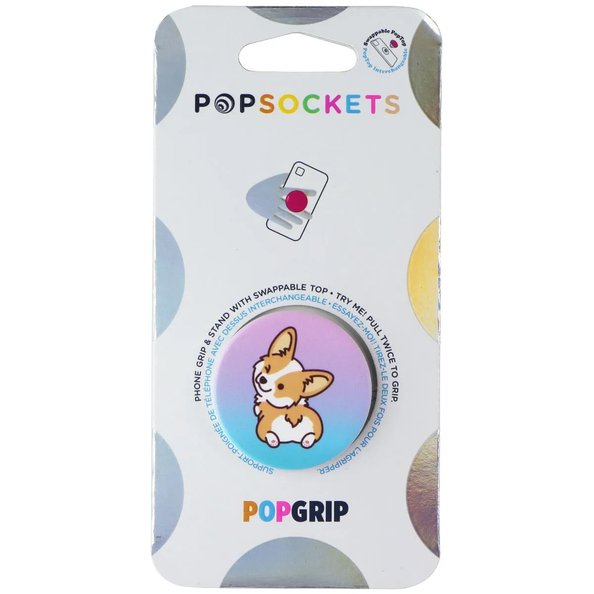PopSockets PopGrip Holder & Stand with Swappable Top - Cheeky Corgi