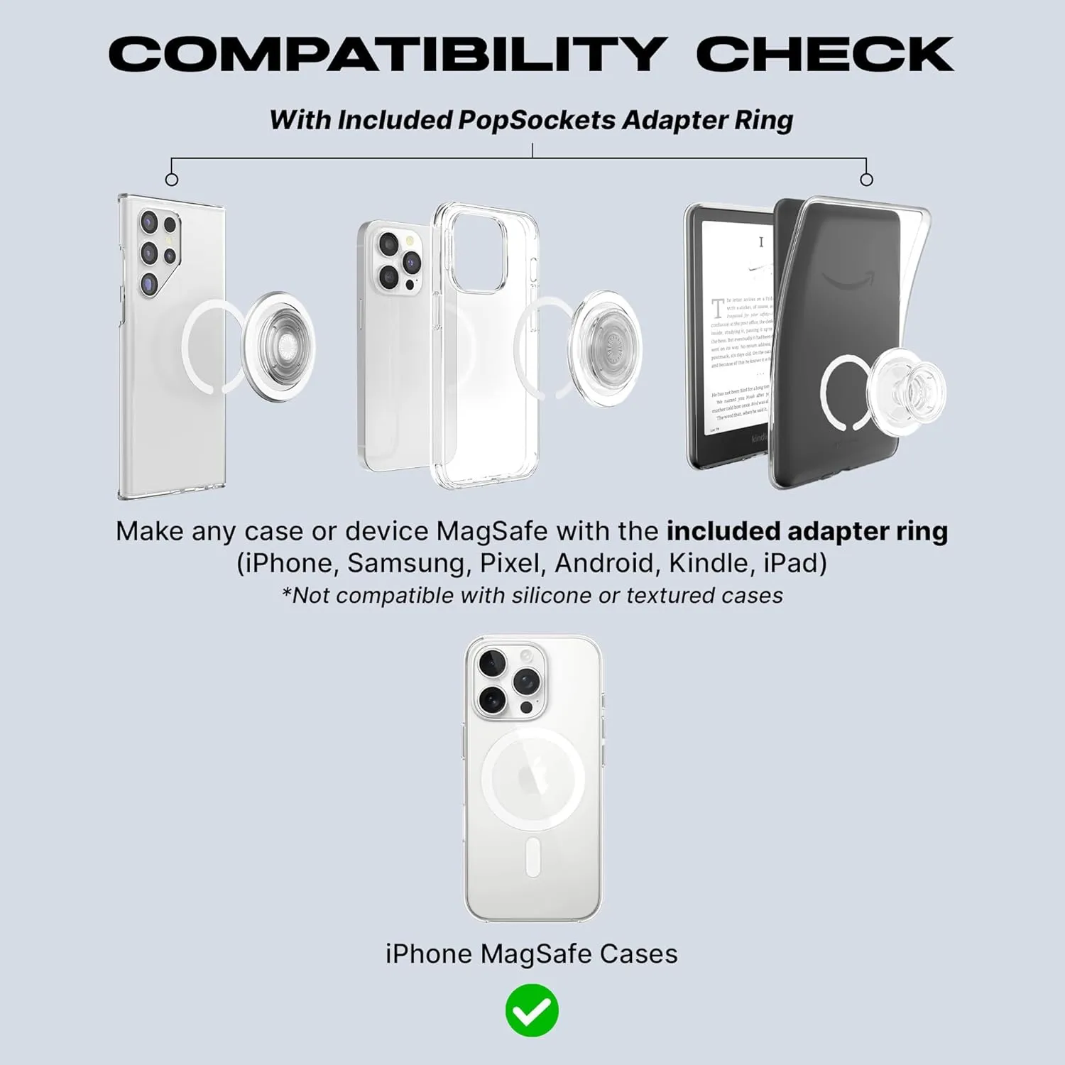 PopSockets Round Phone Grip Compatible with MagSafe, Adapter Ring Included, Phone Holder, Wireless Charging Compatible, Cute PopSocket - Coco Creme