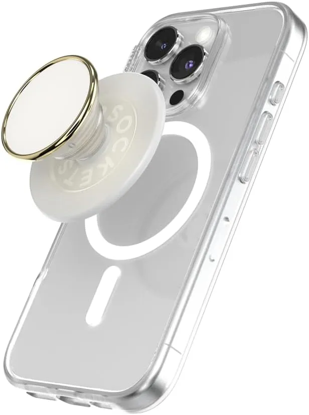 PopSockets Round Phone Grip Compatible with MagSafe, Adapter Ring Included, Phone Holder, Wireless Charging Compatible, Cute PopSocket - Coco Creme