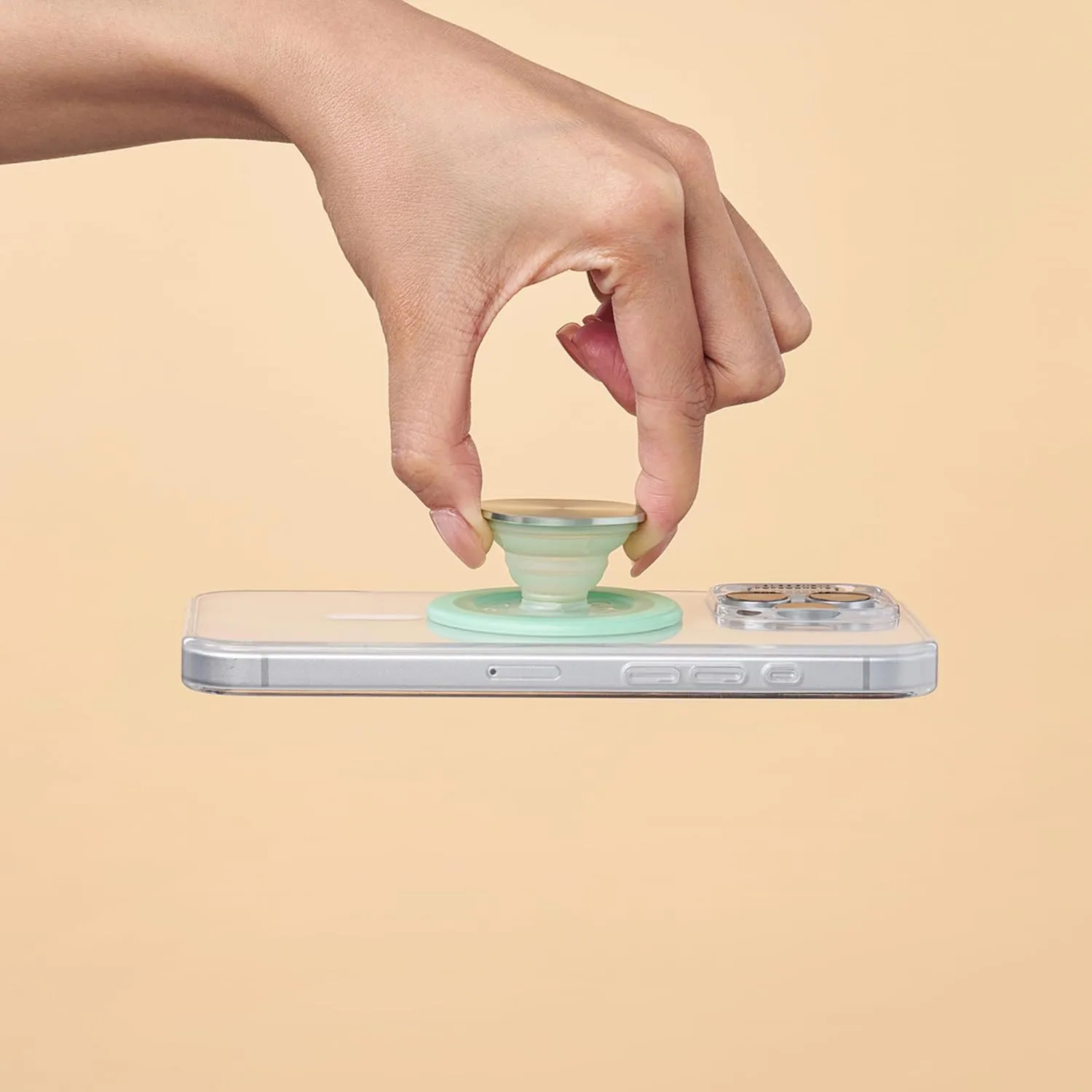 PopSockets Round Phone Grip Compatible with MagSafe, Adapter Ring Included, Phone Holder, Wireless Charging Compatible, Cute PopSocket - Honeydew