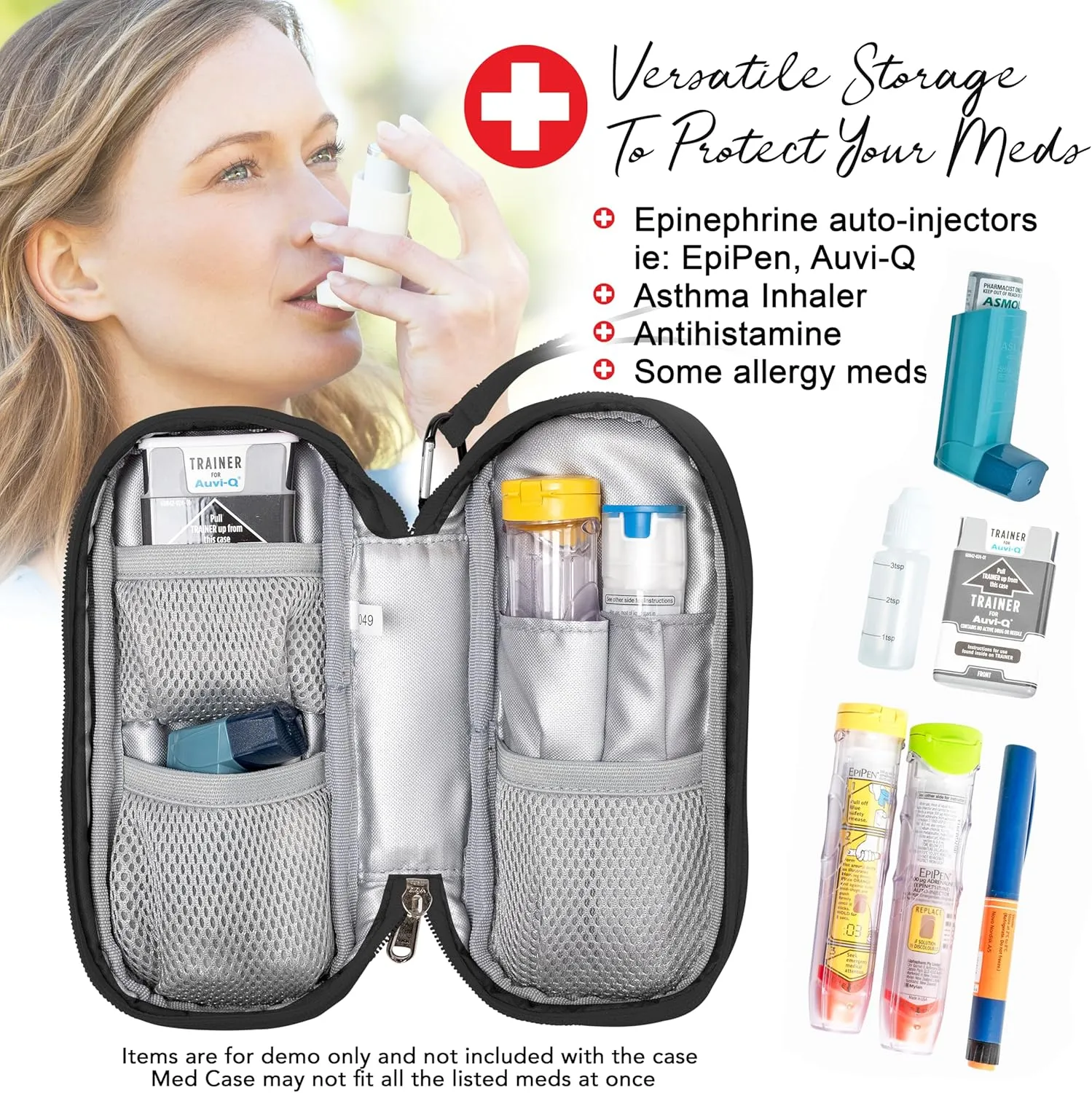 PracMedic Bags Epipen Carry Case– Insulated Epi Pens Carrying Case for Epipens, Auvi-Q, Inhaler, Allergy Medication & Diabetes Supply– Durable Emergency Medical Pouch for Travel (Black)