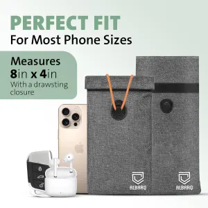 Premium EMF Blocker Case For Cell Phone Size 8inx4in Fits All Phones Anti Shield Sleeve Pouch Cover 100% Faraday Fabric Bags SmartDot 5G Protection Radiation RF Car Key Signal data Blocking Black