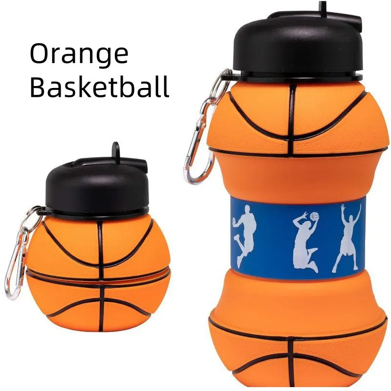 Premium Foldable Water Bottle – Leakproof, Portable Sports Water Bottle for Outdoor Activities – 550ml (Folds to 200ml) – Ideal for Kids, Hiking, Basketball, Tennis, Golf, and Travel