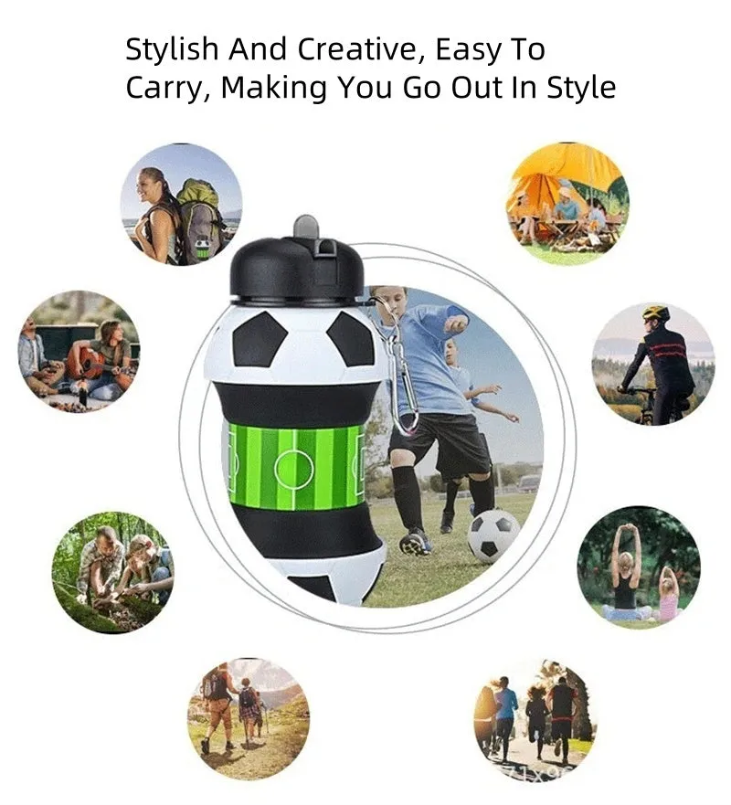 Premium Foldable Water Bottle – Leakproof, Portable Sports Water Bottle for Outdoor Activities – 550ml (Folds to 200ml) – Ideal for Kids, Hiking, Basketball, Tennis, Golf, and Travel