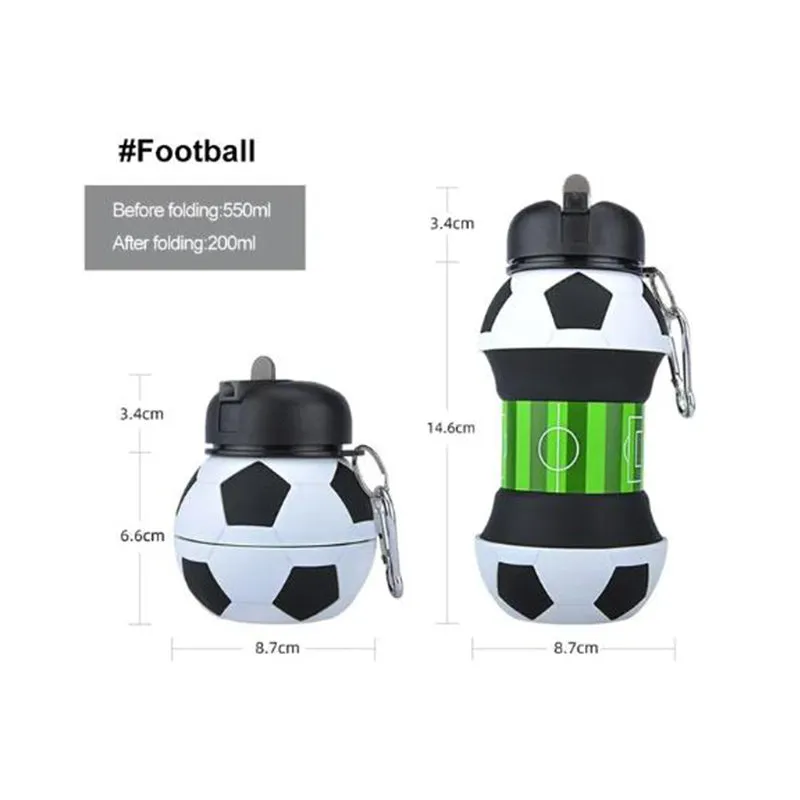 Premium Foldable Water Bottle – Leakproof, Portable Sports Water Bottle for Outdoor Activities – 550ml (Folds to 200ml) – Ideal for Kids, Hiking, Basketball, Tennis, Golf, and Travel