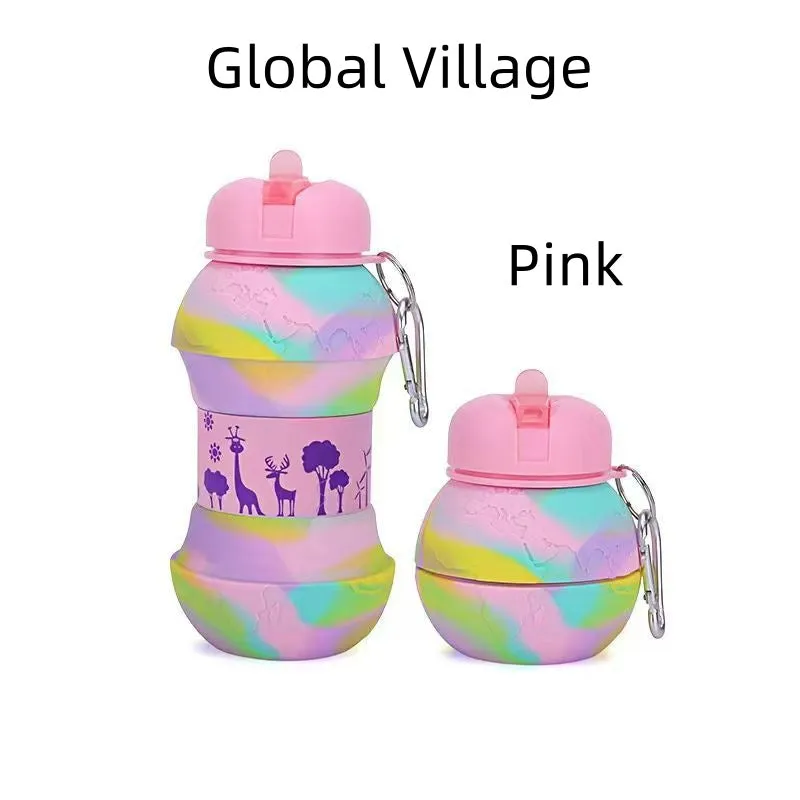Premium Foldable Water Bottle – Leakproof, Portable Sports Water Bottle for Outdoor Activities – 550ml (Folds to 200ml) – Ideal for Kids, Hiking, Basketball, Tennis, Golf, and Travel