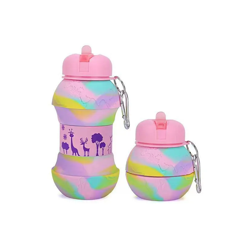 Premium Foldable Water Bottle – Leakproof, Portable Sports Water Bottle for Outdoor Activities – 550ml (Folds to 200ml) – Ideal for Kids, Hiking, Basketball, Tennis, Golf, and Travel