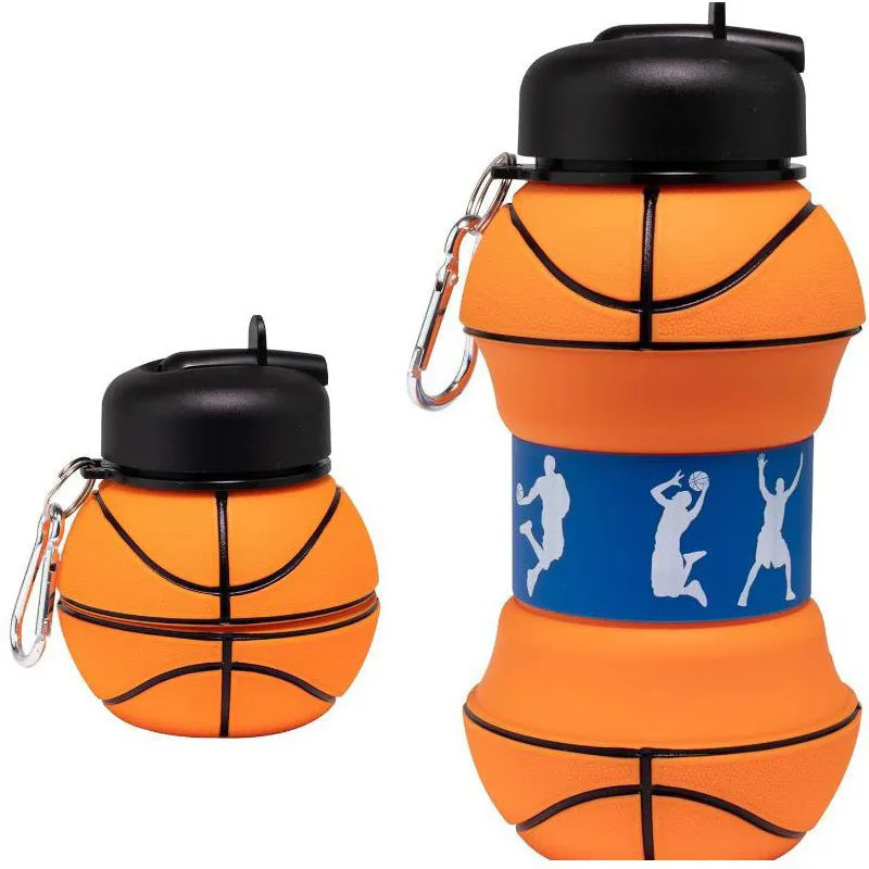 Premium Foldable Water Bottle – Leakproof, Portable Sports Water Bottle for Outdoor Activities – 550ml (Folds to 200ml) – Ideal for Kids, Hiking, Basketball, Tennis, Golf, and Travel