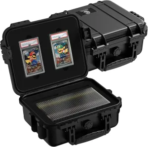 PSA Card Storage Box – IP67 Waterproof & Shockproof Case for 120 Graded Cards, Fits PSA/BGS Slabs with Custom Foam Inserts   Free Display Stand (Airtight Protection)